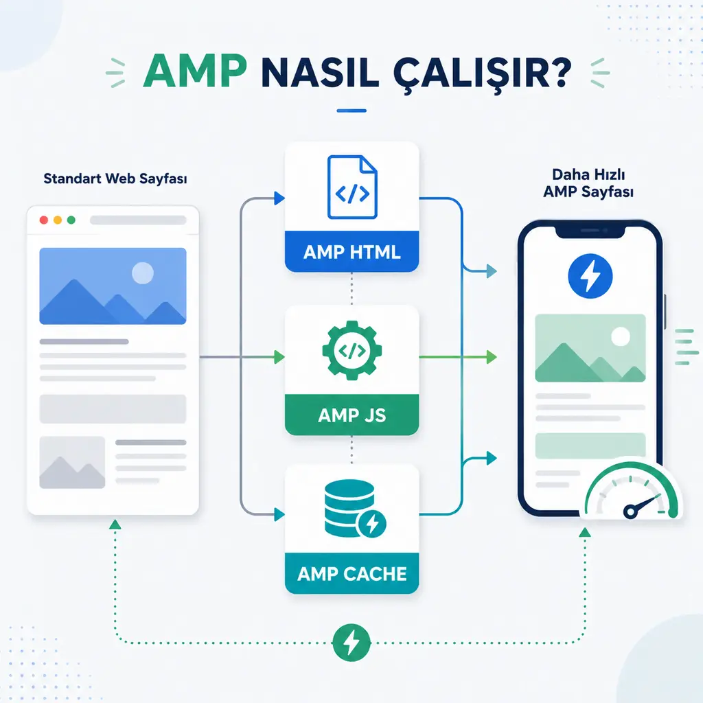AMP'nin çalışma prensibini detaylı anlatan şema